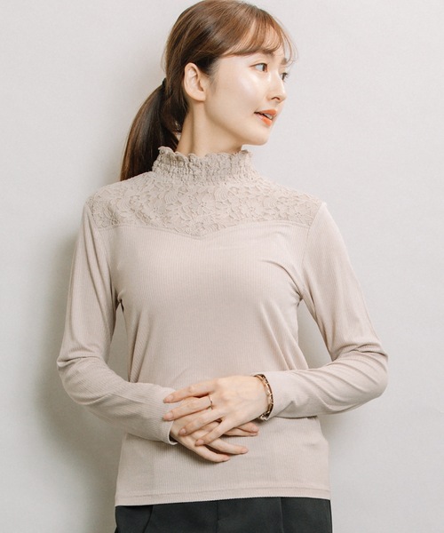 ELVENCE DEUX（エルベンスドゥ）の「テレコレースツカイHN（Tシャツ/カットソー・レディース・ブラック/ベージュ/オフホワイト・MEDIUM/LARGE）」の11枚目の写真