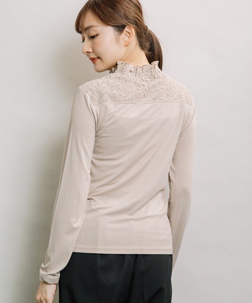 ELVENCE DEUX（エルベンスドゥ）の「テレコレースツカイHN（Tシャツ/カットソー・レディース・ブラック/ベージュ/オフホワイト・MEDIUM/LARGE）」の14枚目の写真