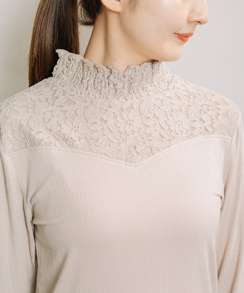 ELVENCE DEUX（エルベンスドゥ）の「テレコレースツカイHN（Tシャツ/カットソー・レディース・ブラック/ベージュ/オフホワイト・MEDIUM/LARGE）」の15枚目の写真