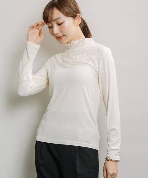 ELVENCE DEUX（エルベンスドゥ）の「テレコレースツカイHN（Tシャツ/カットソー・レディース・ブラック/ベージュ/オフホワイト・MEDIUM/LARGE）」の17枚目の写真