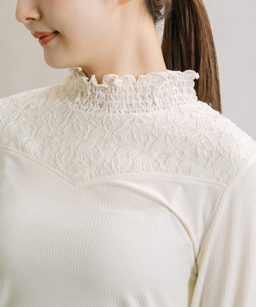 ELVENCE DEUX（エルベンスドゥ）の「テレコレースツカイHN（Tシャツ/カットソー・レディース・ブラック/ベージュ/オフホワイト・MEDIUM/LARGE）」の20枚目の写真