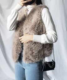 【 6色展開 】volume fake fur vest / ボリュームフェイクファーベスト