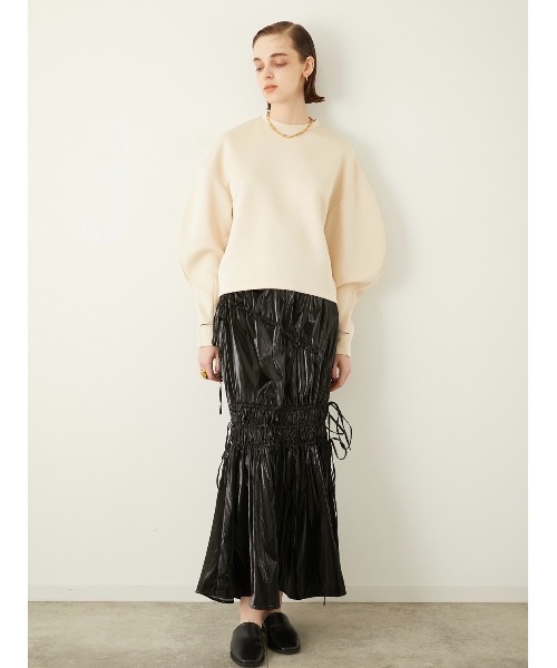 LA PEAU DE GEM（ラポドゥジェム）の「【LA PEAU DE GEM】ボリュームスリーブポンチプルオーバー（Tシャツ/カットソー・レディース・ブラック/オフホワイト/カーキ・FREE）」の15枚目の写真