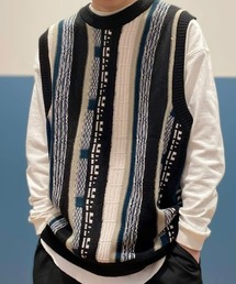 【Refurbish】総柄ニットベスト