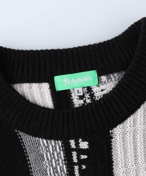 Right-on（ライトオン）の「【Refurbish】総柄ニットベスト（ベスト・メンズ・グリーン/ブラック・M/L）」の6枚目の写真