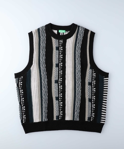 Right-on（ライトオン）の「【Refurbish】総柄ニットベスト（ベスト・メンズ・グリーン/ブラック・M/L）」の9枚目の写真