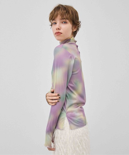 PUBLIC TOKYO(パブリックトウキョウ)の「マーブリングプリントトップス(Tシャツ/カットソー・レディース・パープル/ブラウン・FREE)」の14枚目の写真