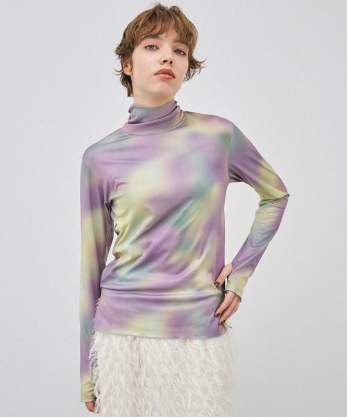 PUBLIC TOKYO(パブリックトウキョウ)の「マーブリングプリントトップス(Tシャツ/カットソー・レディース・パープル/ブラウン・FREE)」の21枚目の写真