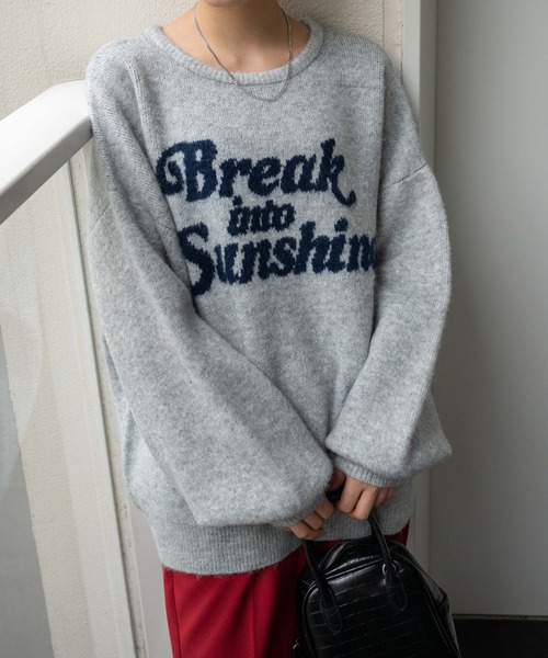 WEGO（ウィゴー）の「WEGO/ロゴビッグニットプルオーバー（ニット/セーター・レディース・グレー/ブルー・FREE）」の4枚目の写真