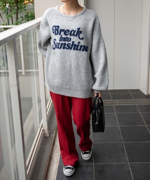 WEGO（ウィゴー）の「WEGO/ロゴビッグニットプルオーバー（ニット/セーター・レディース・グレー/ブルー・FREE）」の8枚目の写真