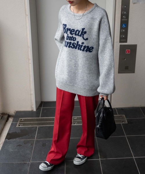 WEGO（ウィゴー）の「WEGO/ロゴビッグニットプルオーバー（ニット/セーター・レディース・グレー/ブルー・FREE）」の9枚目の写真