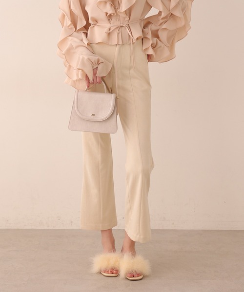 Seemi. byNICECLAUP（ シーミーバイナイスクラップ）の「【Seemi】Seemi.スウェードパンツ（スラックス・レディース・モカ/ピンク/アイボリー・FREE）」の2枚目の写真