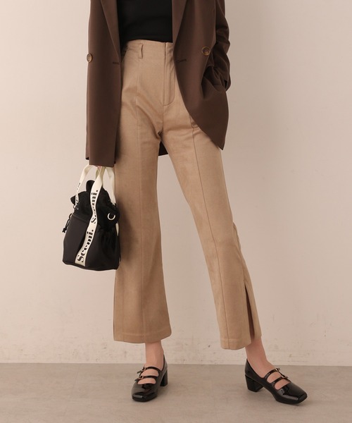 Seemi. byNICECLAUP（ シーミーバイナイスクラップ）の「【Seemi】Seemi.スウェードパンツ（スラックス・レディース・モカ/ピンク/アイボリー・FREE）」の3枚目の写真