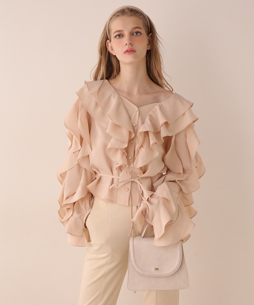 Seemi. byNICECLAUP（ シーミーバイナイスクラップ）の「【Seemi】Seemi.スウェードパンツ（スラックス・レディース・モカ/ピンク/アイボリー・FREE）」の7枚目の写真