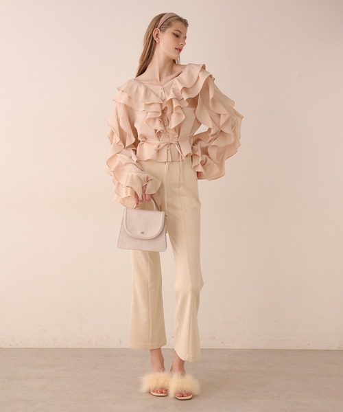 Seemi. byNICECLAUP（ シーミーバイナイスクラップ）の「【Seemi】Seemi.スウェードパンツ（スラックス・レディース・モカ/ピンク/アイボリー・FREE）」の5枚目の写真