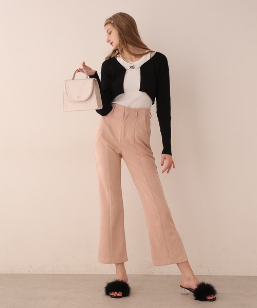 Seemi. byNICECLAUP（ シーミーバイナイスクラップ）の「【Seemi】Seemi.スウェードパンツ（スラックス・レディース・モカ/ピンク/アイボリー・FREE）」の12枚目の写真