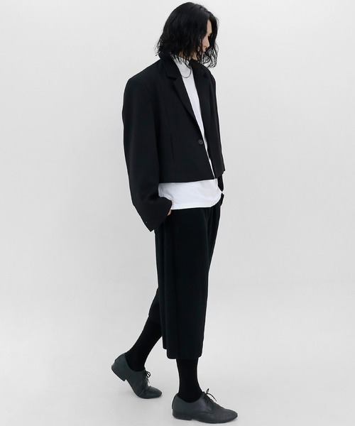 minsobi（ミンソビ）の「シングルショートジャケット（テーラードジャケット・メンズ・ブラック・FREE）」の4枚目の写真