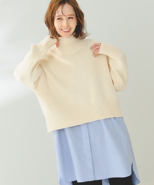 B:MING by BEAMS（ビーミングバイビームス）の「B:MING by BEAMS / バックスリット ハイネック ニット（ニット/セーター・レディース・オフホワイト/サックスブルー/レッド/ベージュ・FREE）」の6枚目の写真