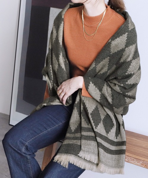 reca(レカ)の「ひしがた柄ストール(ストール/ショール・レディース・ブラック/モカ/ネイビー・ONE SIZE)」の19枚目の写真