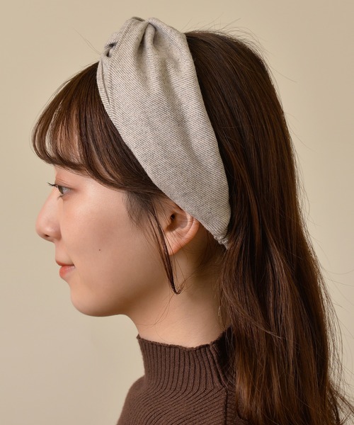 Monocoro toppi（モノコロトッピ）の「ウール ヘリンボーン クロス ヘアターバン（ヘアバンド・レディース・アイボリー/モカ/チャコールグレー/ベージュ・フリー）」の11枚目の写真