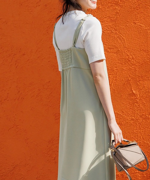 Emma Taylor（エマテイラー）の「パールストラップキャミワンピース（ワンピース・レディース・イエロー×グリーン/ベージュ/ブラック・FREE）」の14枚目の写真