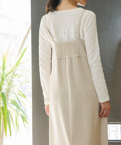 Emma Taylor（エマテイラー）の「パールストラップキャミワンピース（ワンピース・レディース・イエロー×グリーン/ベージュ/ブラック・FREE）」の10枚目の写真