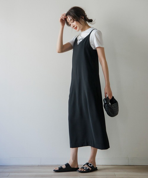 Emma Taylor（エマテイラー）の「パールストラップキャミワンピース（ワンピース・レディース・イエロー×グリーン/ベージュ/ブラック・FREE）」の4枚目の写真