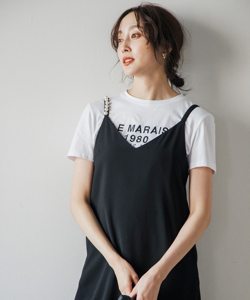 Emma Taylor（エマテイラー）の「パールストラップキャミワンピース（ワンピース・レディース・イエロー×グリーン/ベージュ/ブラック・FREE）」の21枚目の写真