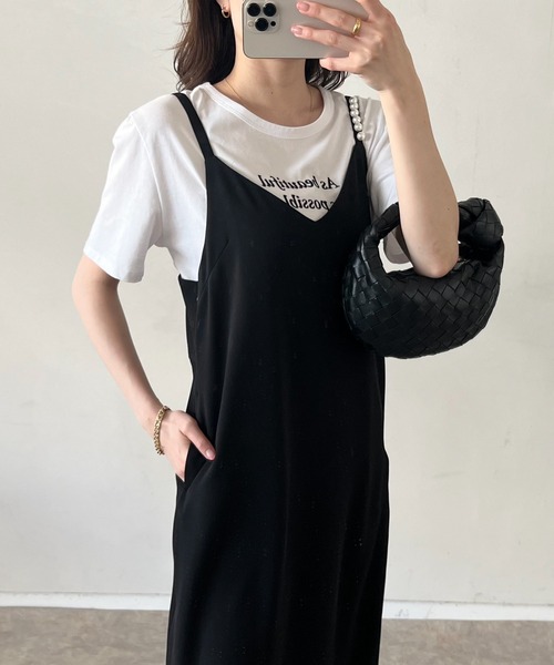 Emma Taylor（エマテイラー）の「パールストラップキャミワンピース（ワンピース・レディース・イエロー×グリーン/ベージュ/ブラック・FREE）」の16枚目の写真