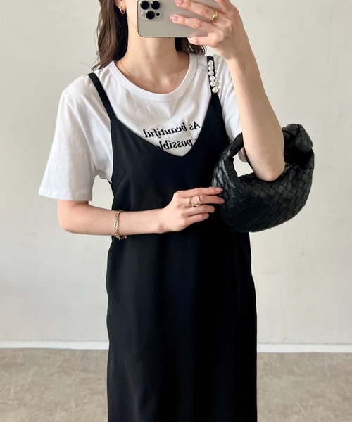 Emma Taylor（エマテイラー）の「パールストラップキャミワンピース（ワンピース・レディース・イエロー×グリーン/ベージュ/ブラック・FREE）」の17枚目の写真