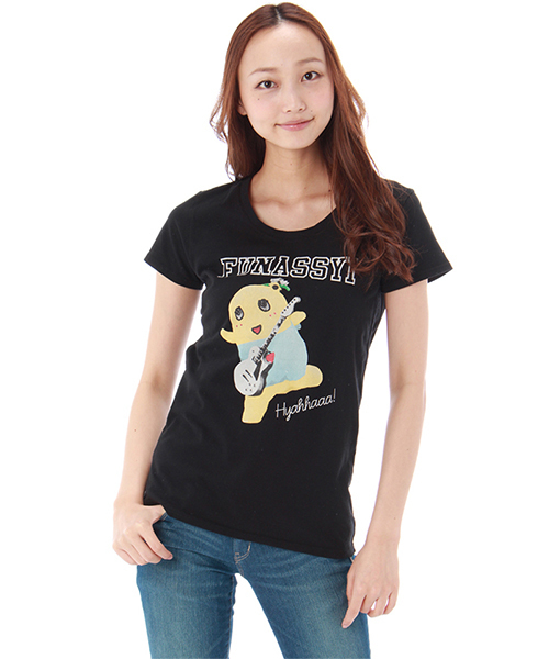 AZUL by moussy（アズールバイマウジー）の「20/-天竺ｷﾞﾀｰふなっしｰT（Tシャツ/カットソー・レディース・ブラック/オフホワイト・MEDIUM/SMALL/LARGE）」の2枚目の写真