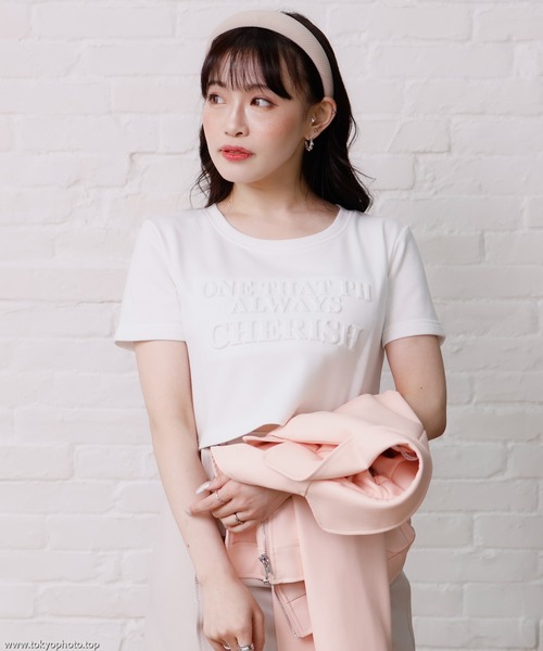 LIPSERVICE(リップサービス)の「CHERISH Tシャツ(Tシャツ/カットソー・レディース・ブラック/ピンク/ホワイト・FREE)」の1枚目の写真