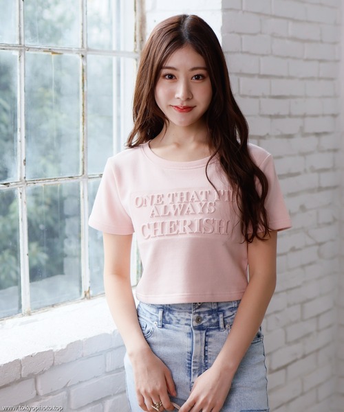 LIPSERVICE(リップサービス)の「CHERISH Tシャツ(Tシャツ/カットソー・レディース・ブラック/ピンク/ホワイト・FREE)」の3枚目の写真