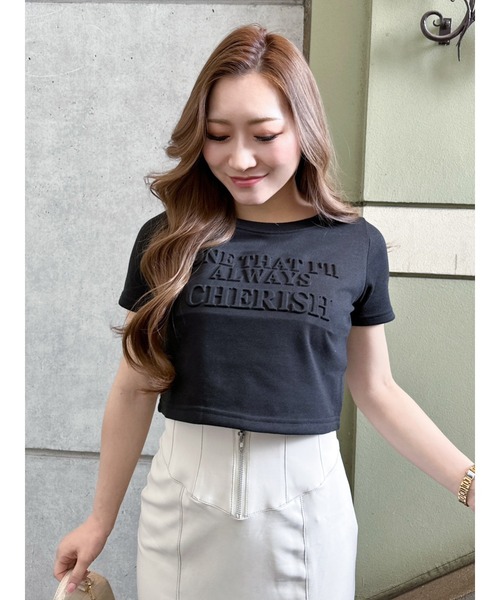 LIPSERVICE(リップサービス)の「CHERISH Tシャツ(Tシャツ/カットソー・レディース・ブラック/ピンク/ホワイト・FREE)」の2枚目の写真