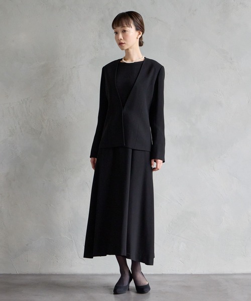 セール】【喪服・礼服・WEB限定】ベルト付きノーカラー セール】【喪服・礼服・WEB限定】ベルト付きノーカラー