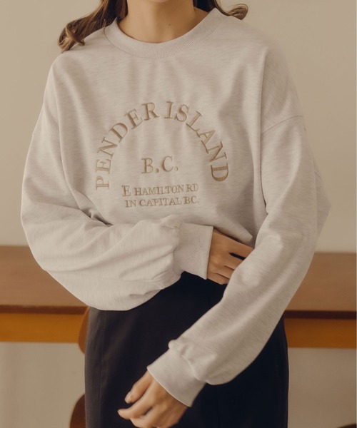 fupel（フぺル）の「ロゴ刺繍スウェット（スウェット・レディース・ライトグレー/アイボリー・FREE）」の5枚目の写真
