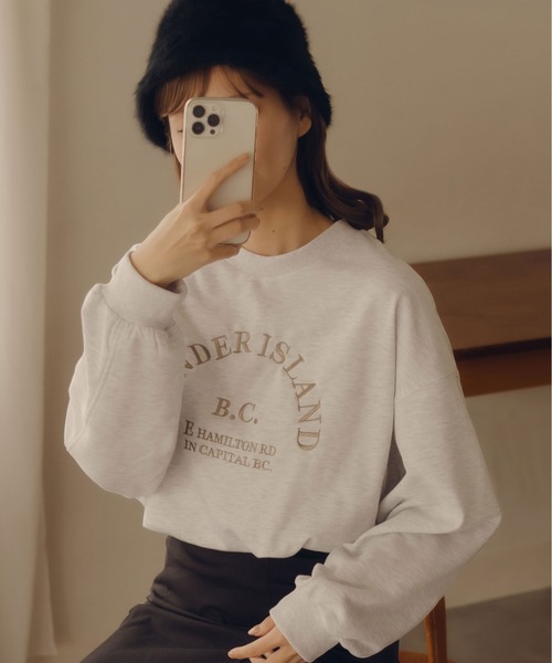 fupel（フぺル）の「ロゴ刺繍スウェット（スウェット・レディース・ライトグレー/アイボリー・FREE）」の4枚目の写真