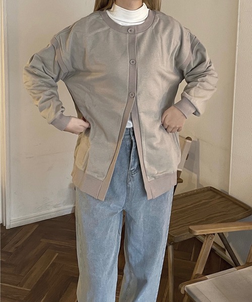 shopnikoniko(ショップニコニコ)の「前後2way スウェットカーディガン(カーディガン/ボレロ・レディース・ブラック/ホワイト/パープル/グレー/グリーン・フリー)」の14枚目の写真