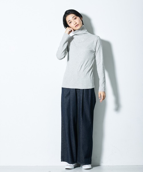 Le temps riche（ルタンリッシュ）の「ボトルハイネック長袖Ｔシャツ　UVカット　＜Le temps riche＞（Tシャツ/カットソー・レディース・杢グレー/アイボリー系/オフホワイト/ブラック・L/M）」の12枚目の写真