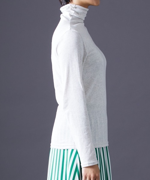 Le temps riche（ルタンリッシュ）の「ボトルハイネック長袖Ｔシャツ　UVカット　＜Le temps riche＞（Tシャツ/カットソー・レディース・杢グレー/アイボリー系/オフホワイト/ブラック・L/M）」の21枚目の写真
