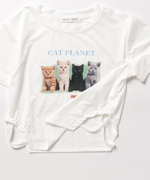HALEY PESCA（ヘーリーペスカ）の「HALEY PESCA/ショート丈 ネコプリント デザインTシャツ（Tシャツ/カットソー・レディース・ホワイト・MEDIUM/LARGE）」の12枚目の写真