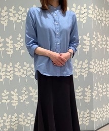 Pitta Re:) | 綿100% やわらかガーゼ スタンドカラー 七分袖カジュアルシャツ(シャツ/ブラウス)