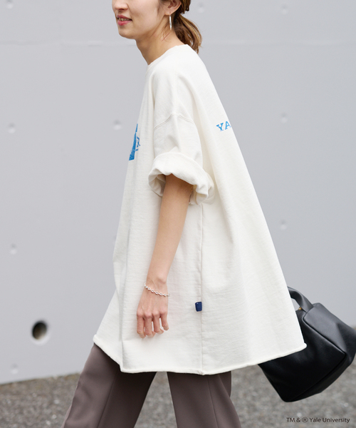 FRAMeWORK（フレームワーク）の「≪追加≫YALE/BIG-TEEスウェット2（Tシャツ/カットソー・レディース・ホワイト/ネイビー・FREE）」の5枚目の写真