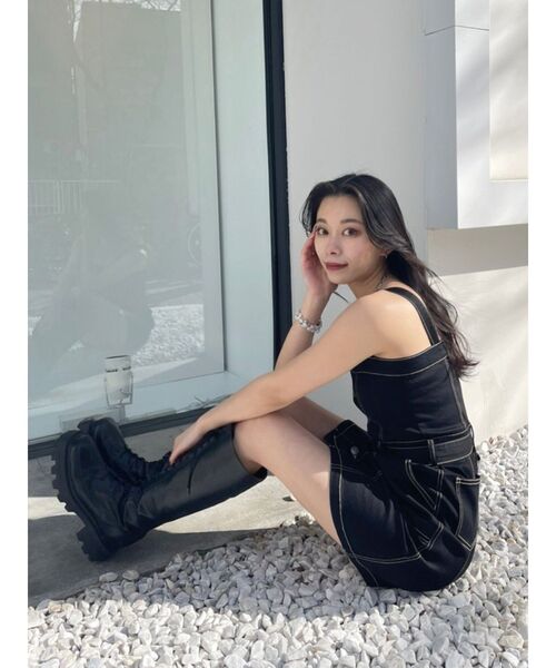 EVRIS（エヴリス）の「デニムジャンスカ（ジャンパースカート・レディース・ライトブルー/ブラック・MEDIUM/SMALL）」の16枚目の写真