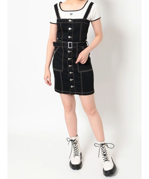 EVRIS（エヴリス）の「デニムジャンスカ（ジャンパースカート・レディース・ライトブルー/ブラック・MEDIUM/SMALL）」の22枚目の写真