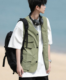 neos | 【neos -addictive design-】ビッグシルエット フラップポケット ツイル フィッシング ベスト(ベスト)
