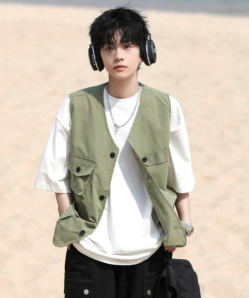 neos（ネオス）の「【neos -addictive design-】ビッグシルエット フラップポケット ツイル フィッシング ベスト（ベスト・メンズ・ブラック/カーキ/ベージュ・MEDIUM/LARGE/X-LARGE）」の9枚目の写真