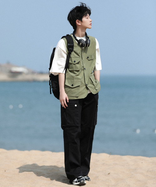 neos（ネオス）の「【neos -addictive design-】ビッグシルエット フラップポケット ツイル フィッシング ベスト（ベスト・メンズ・ブラック/カーキ/ベージュ・MEDIUM/LARGE/X-LARGE）」の10枚目の写真