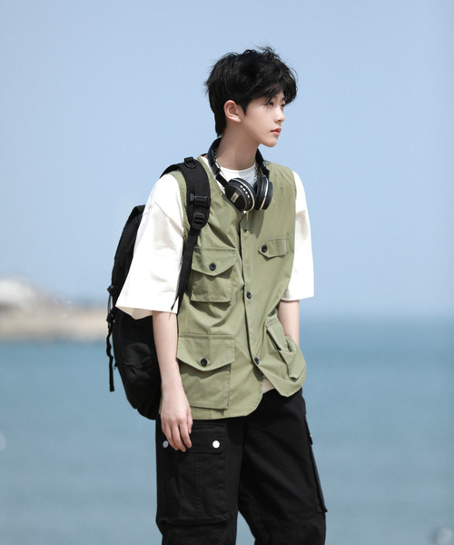 neos（ネオス）の「【neos -addictive design-】ビッグシルエット フラップポケット ツイル フィッシング ベスト（ベスト・メンズ・ブラック/カーキ/ベージュ・MEDIUM/LARGE/X-LARGE）」の13枚目の写真