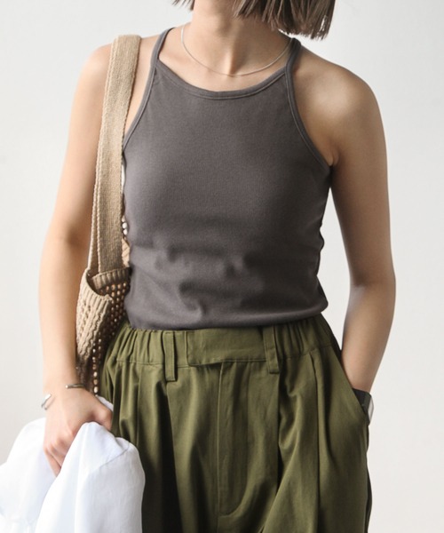 Chillfar（チルファー）の「テレコカップ付きアメスリタンク（タンクトップ・レディース・チャコール/ブルー/オフホワイト/ブラック/グレイッシュベージュ・FREE）」の10枚目の写真